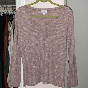 Mauve thermal v-neck long sleeve